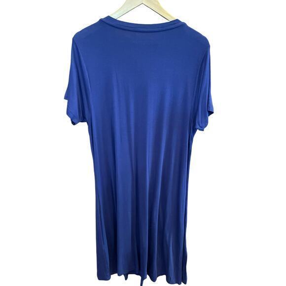 Soft Surroundings Royal Blue Jersey Short Sleeve Pleated‎ Scoop Neck Dress 1X - Picture 6 of 8